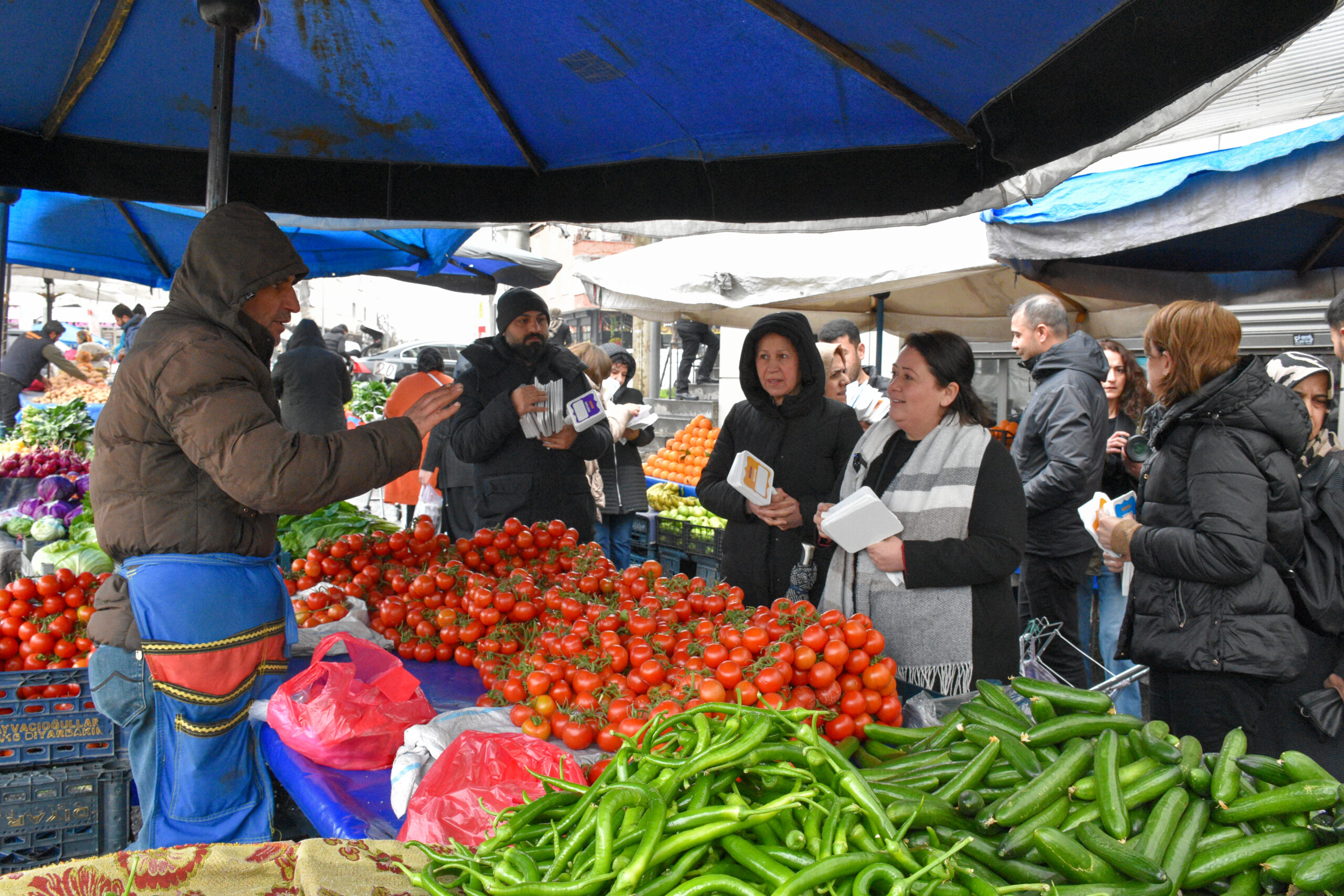 Eş Başkan Ayaz, Dünya Anadil Günü dolayısıyla pazar esnafını ziyaret etti